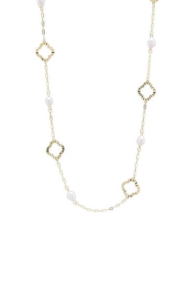 MOROCCAN SHAPE PEARL BEAD STATION NECKLACE