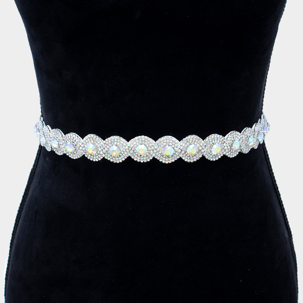 CIRCLE SWIRL RHINESTONE BELT AND HEADBAND