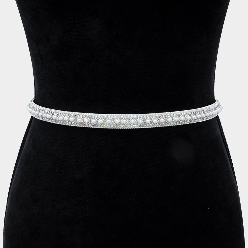 BRIDAL PEARL HANDMADE CRYSTAL BELT & HEADBAND