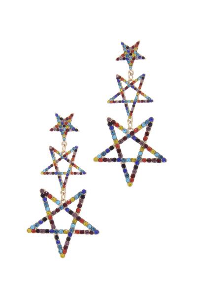 RHINESTONE STAR POST DROP EARRING