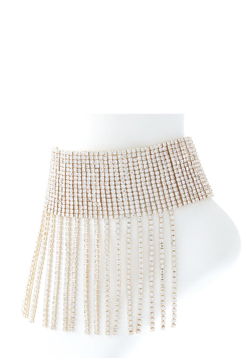 RHINESTONE 16 LINE TASSEL ANKLET