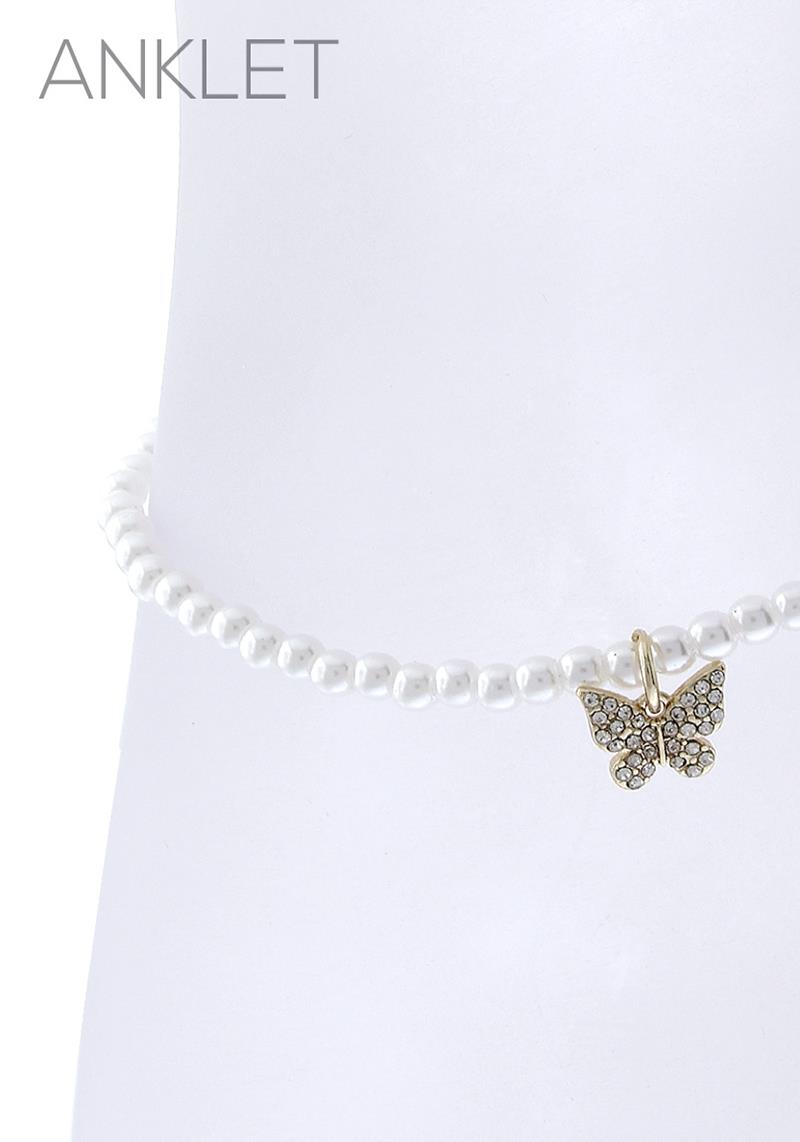 4MM PEARL BUTTERFLY ANKLET