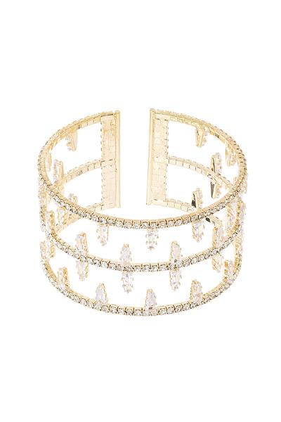 CRYSTAL RHINESTONE DESIGN OPEN BRACELET