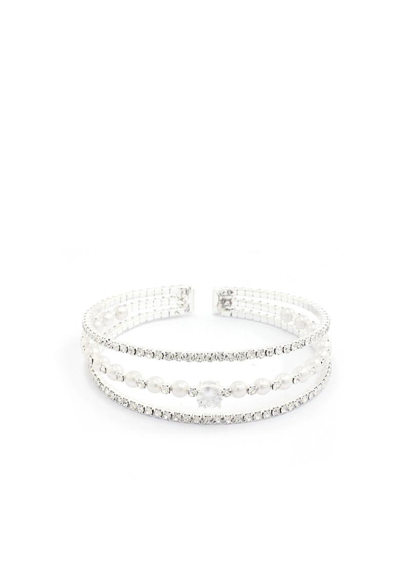 CUBIC ZIRCONIA PERAL CUFF BRACELET