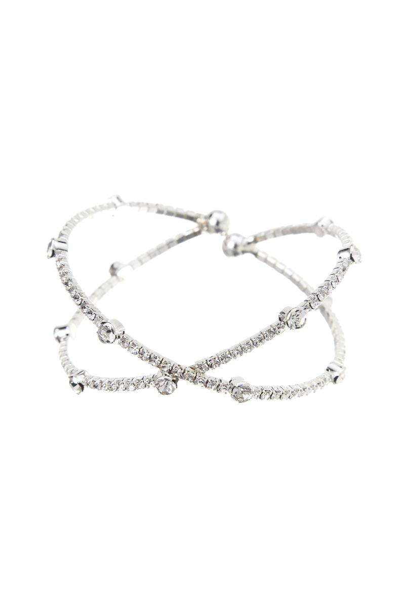 RHINESTONE STATION X SHAPE WIRE BRACELET