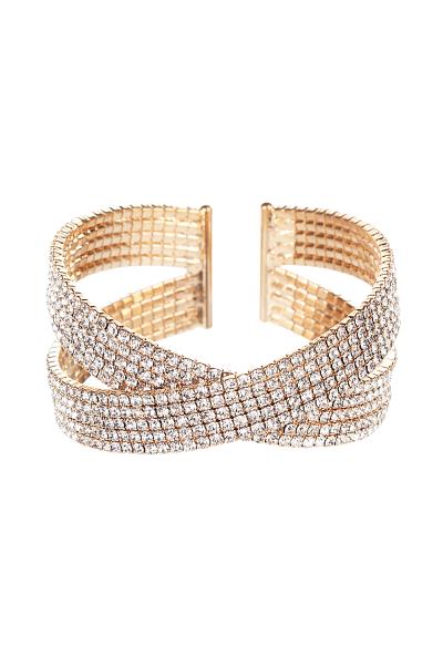 MULTI COLOR CRISS CROSS RHINESTONE BRACELET
