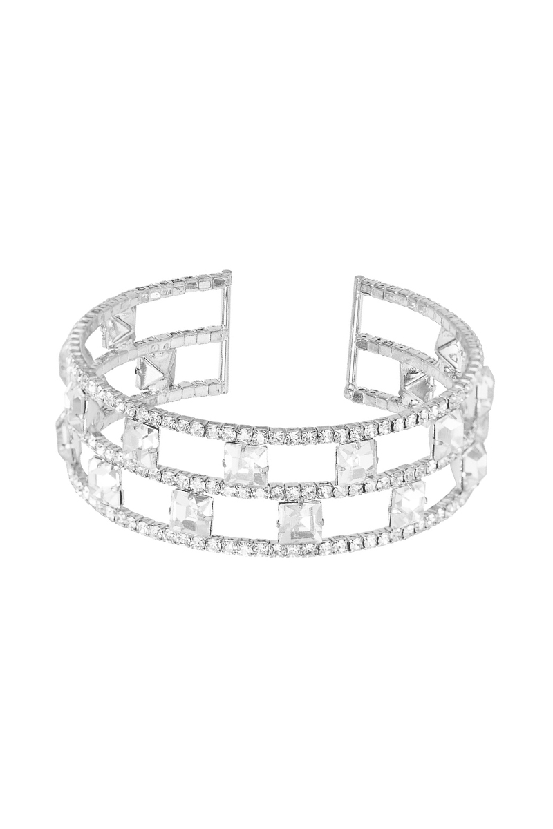 RHINESTONE SQUARE SHAPE WIRE BRACELET