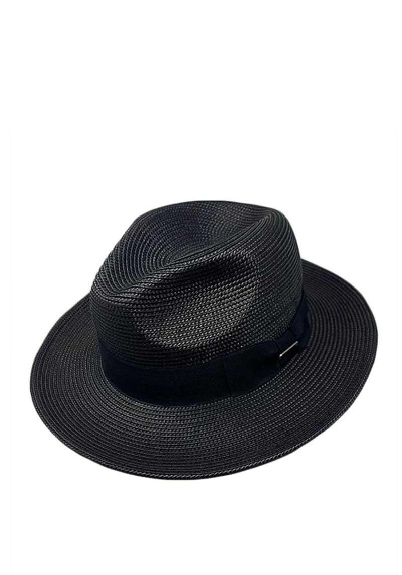 RIBBON BAND PAPER STRAW WOVEN FEDORA HAT