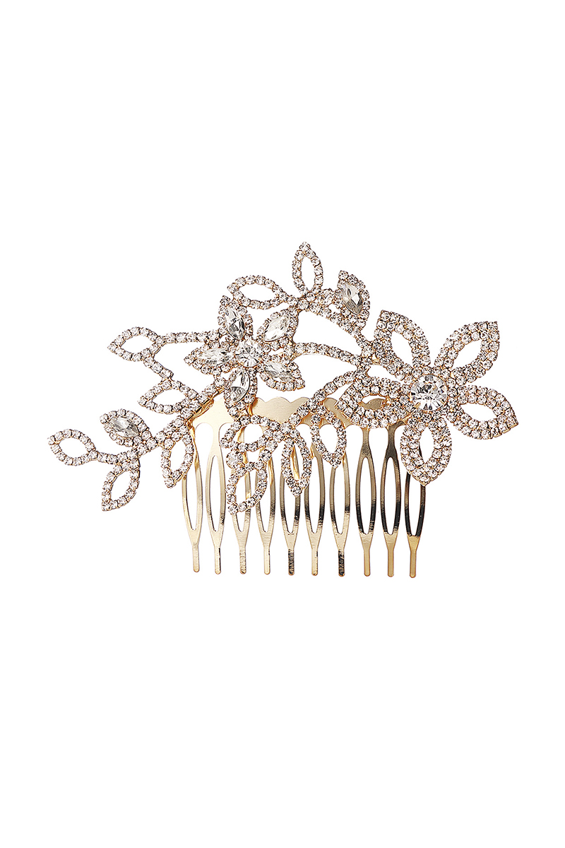 RHINESTONE BRANCH WITH LEAVES HAIR COMB