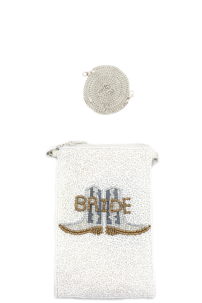 SEED BEAD BRIDE BOOTS MINI CROSSBODY BAG