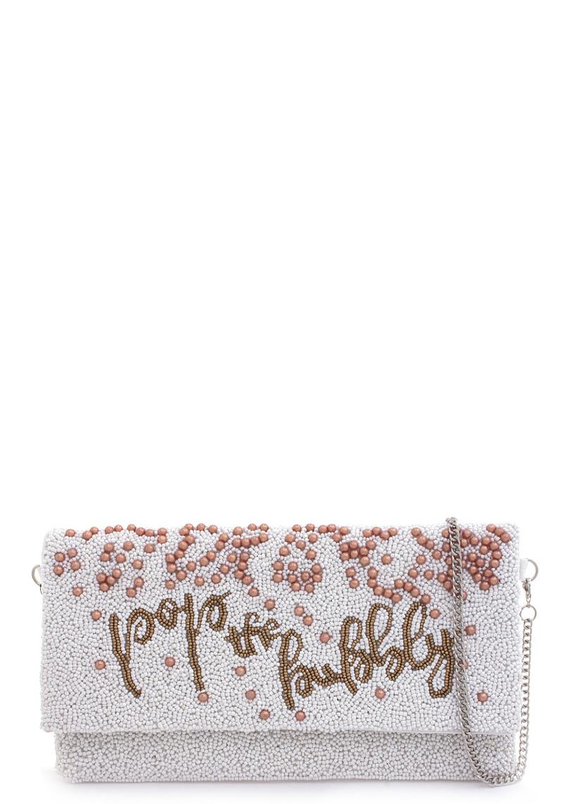 POP THE BUBBLY SEED BEAD CLUTCH
