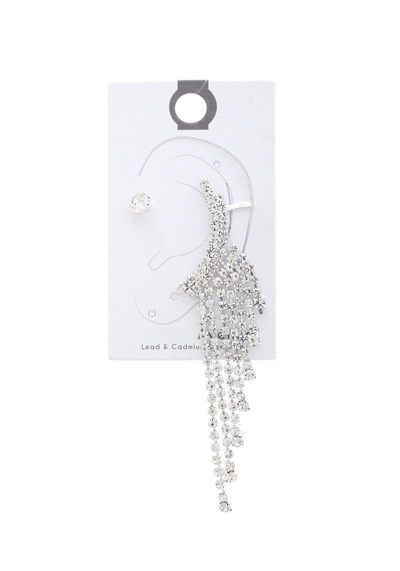 RHINESTONE DANGLE EAR CUFF EARRING