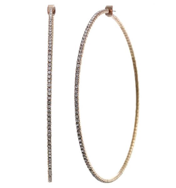 BASIC FLEXIBLE RHINESTONE HOOP EARRING