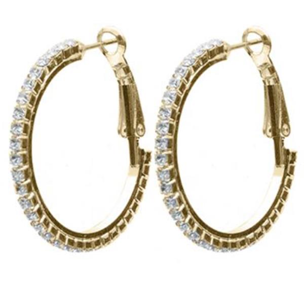 RHINESTONE HOOP EARRING