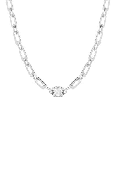 CRYSTAL CUBIC HALO CENTER CHOKER NECKLACE