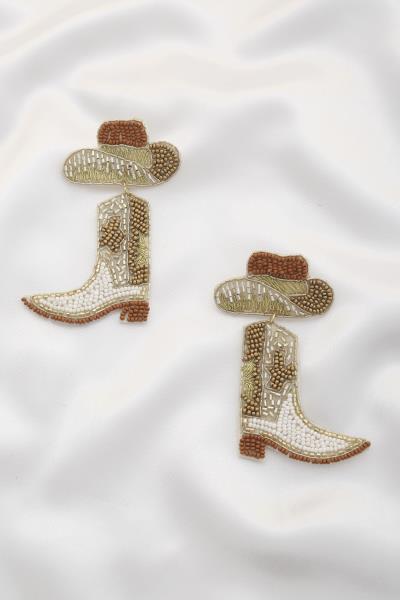 SEED BEAD WESTERN STYLE BOOTS DANGLE EARRING