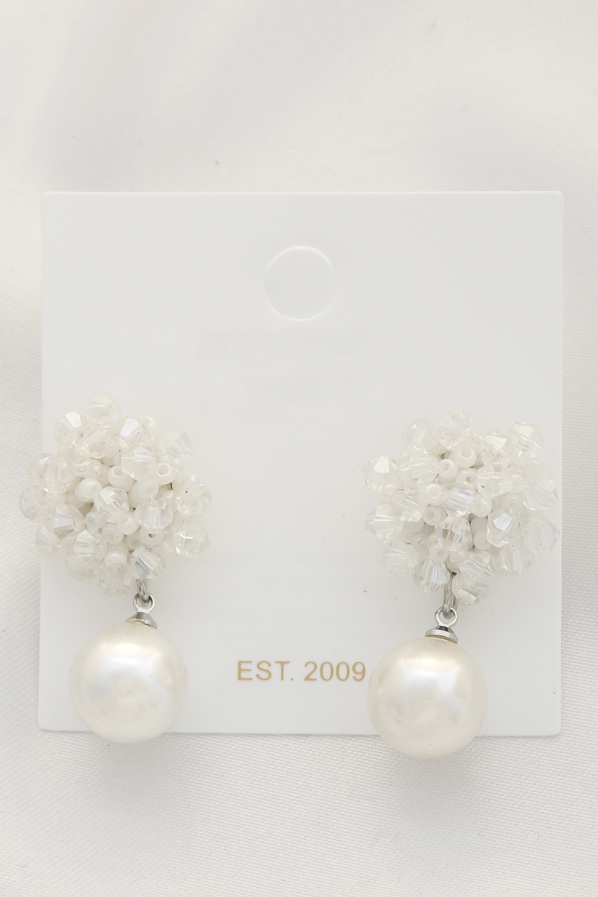 SEED BEAD CLUSTER PEARL BEAD DANGLE EARRING