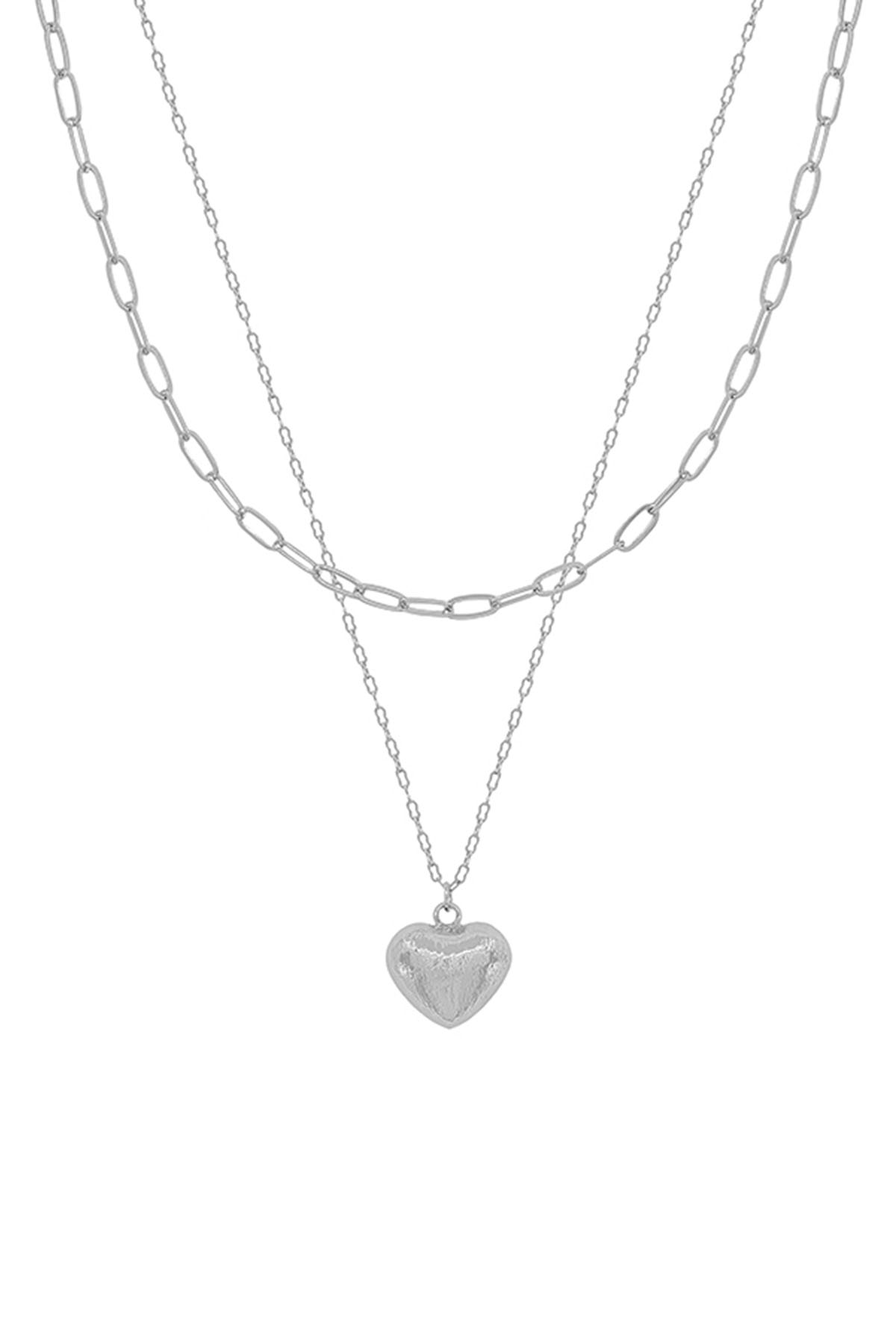 CLIPCHAIN LAYER SATIN HEART PNT SNK NECKLACE