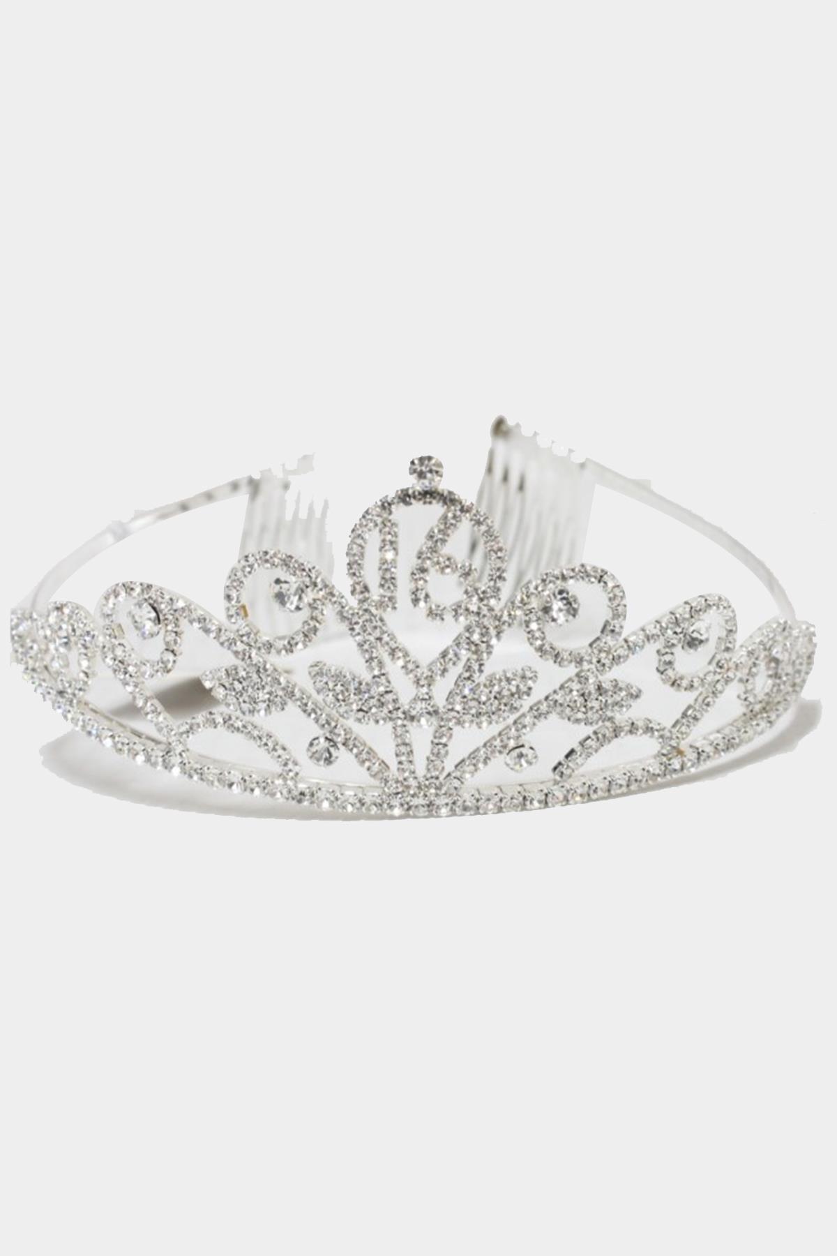 CRYSTAL STONE ACCENTED CROWN TIARA