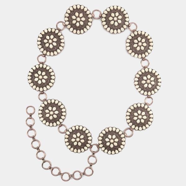 WESTERN CONCHO TURQUOISE STONE FASHION BELT