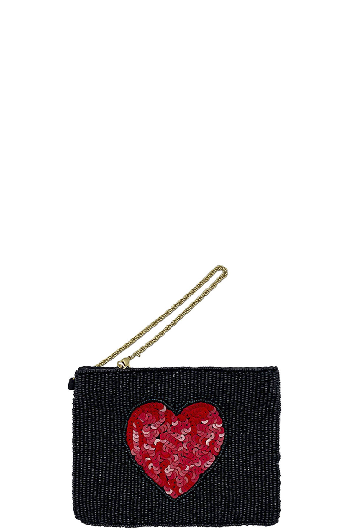VALENTINE`S DAY SEED BEADED HEART COIN POUCH