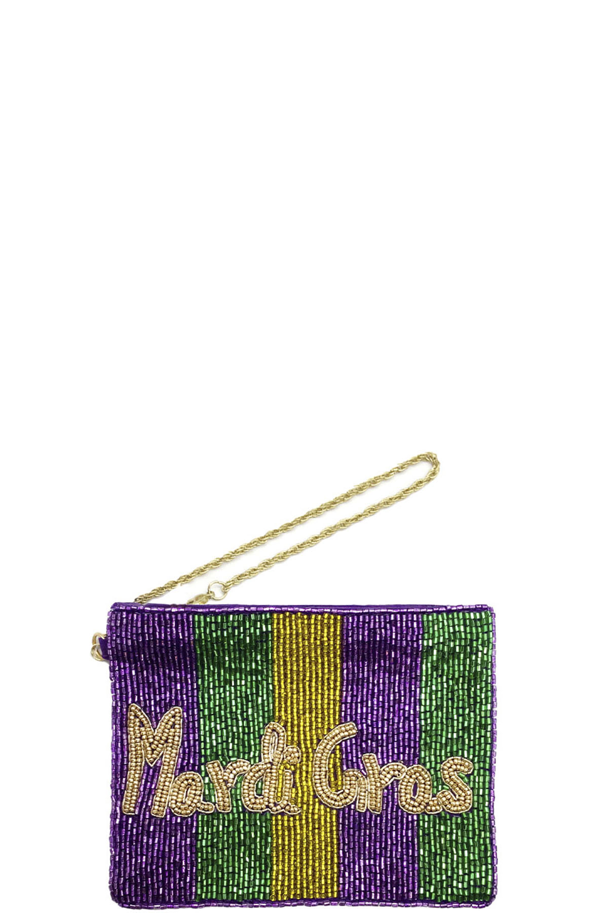 MARDI GRAS COLOR SEED BEAD CLUTH