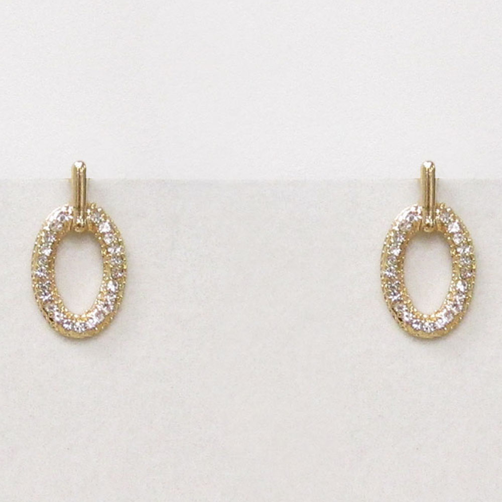 RHINESTONE OVAL DANGLE EARRING