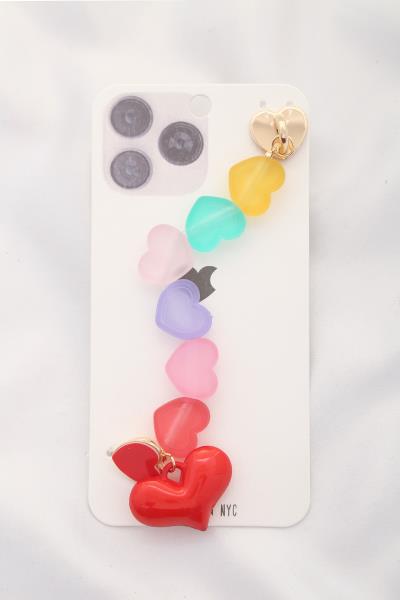 PUFFY HEART CHARM PHONE HOLDER