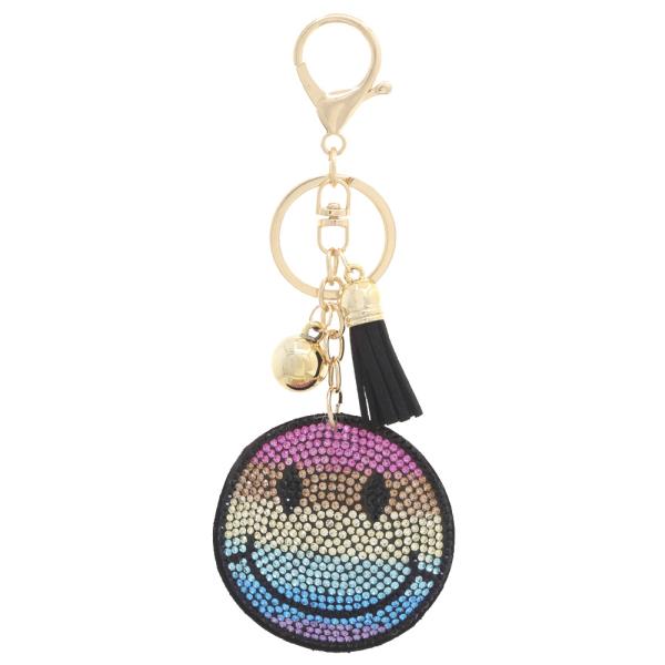 HAPPY FACE RHINESTONE KEYCHAIN