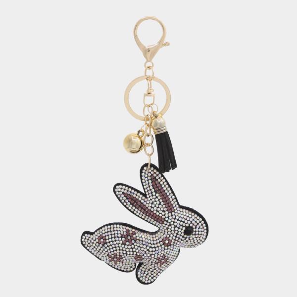 RHINESTONE BUNNY TASSEL KEY CHAIN