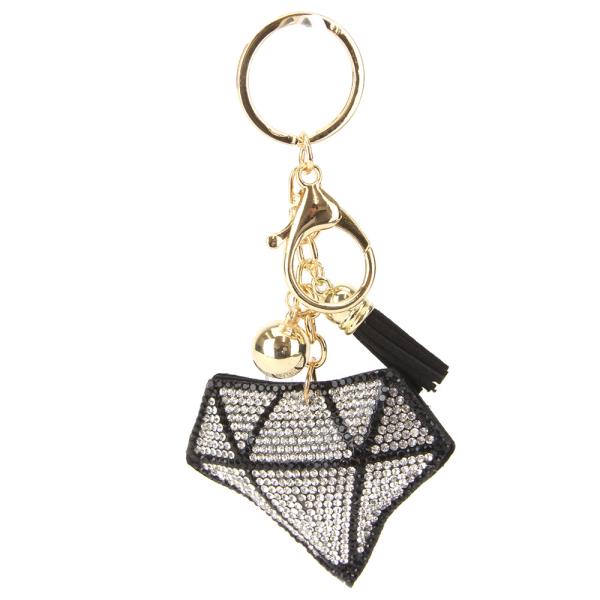 CLEAR CRYSTAL DIAMOND TASSEL KEYCHAIN