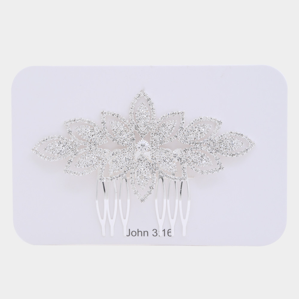 FLORAL PATTERN CRYSTAL HAIR COMB