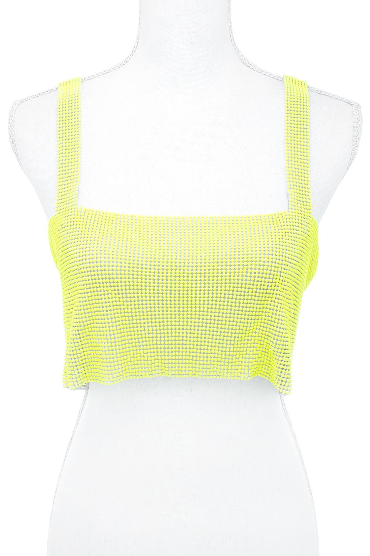 METAL NEON YELLOW SLEEVELESS CHAIN TOP