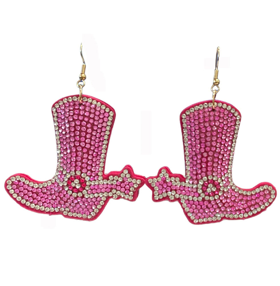 RHINESTONE WESTERN STYLE BOOTS DANGLE EARRING