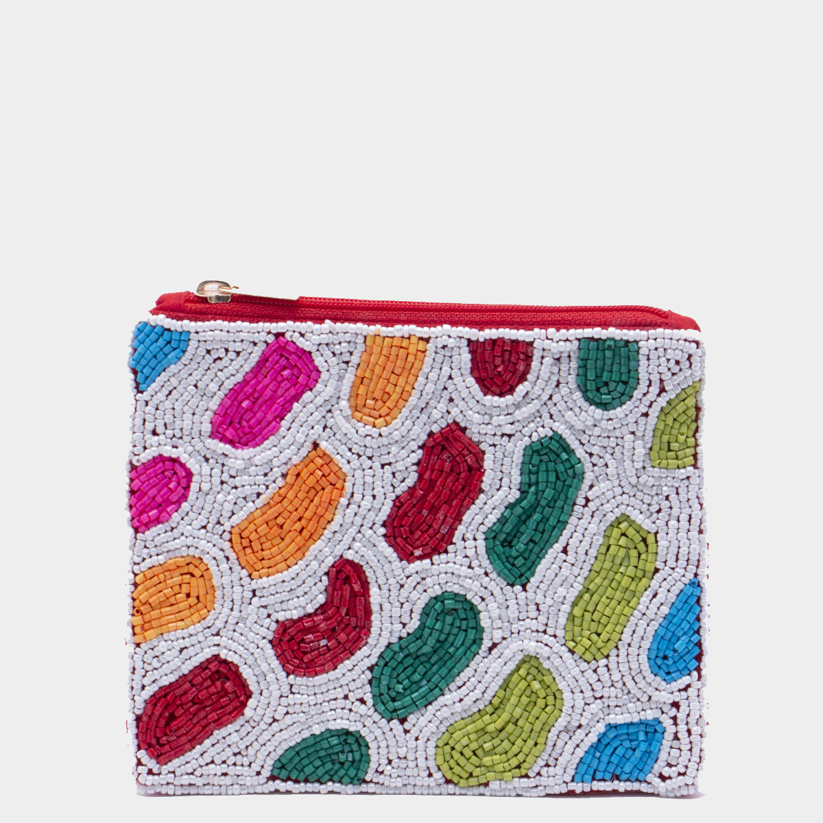 COLOFUL COW PATTERN SEED BEADED COIN PURSE