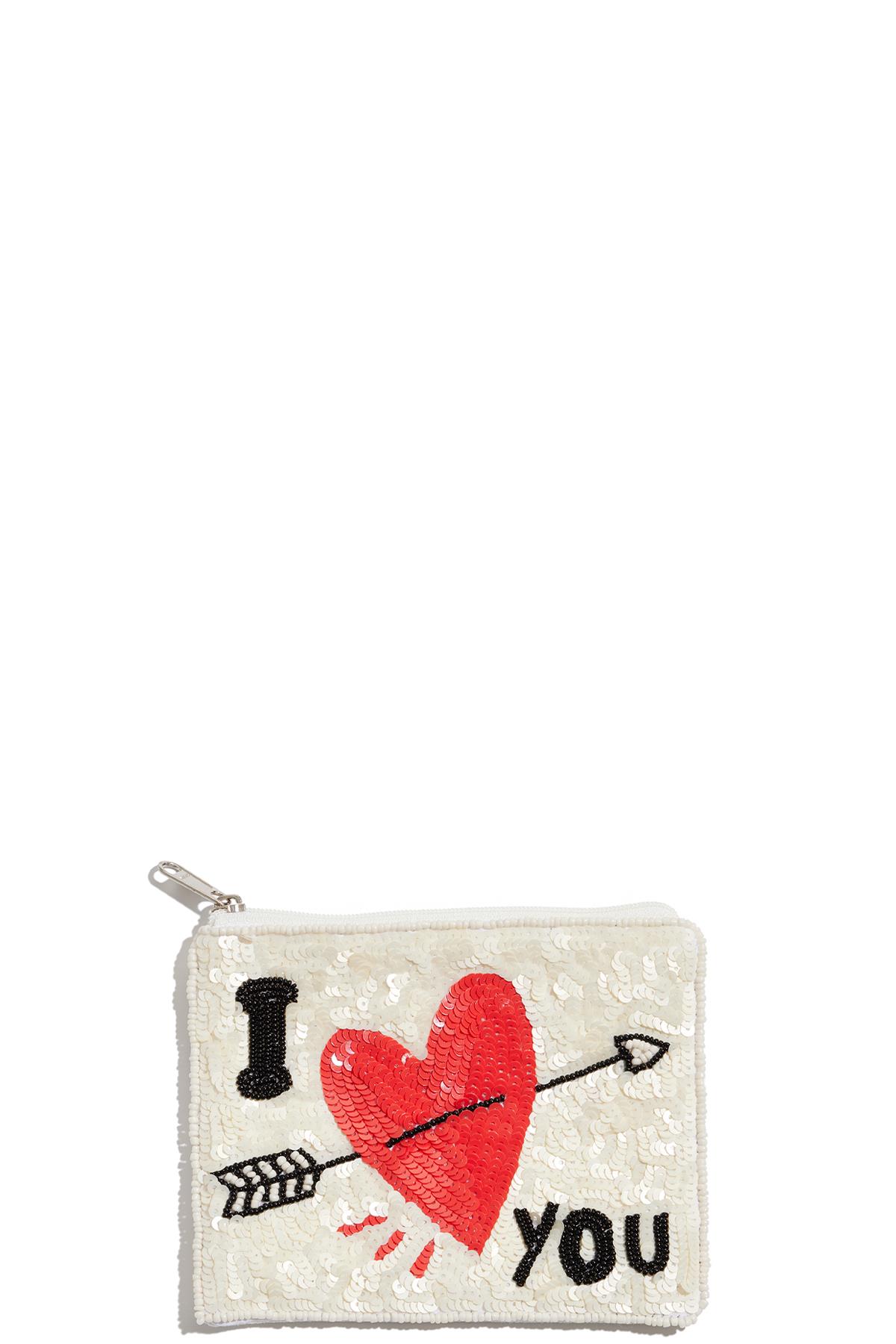SEQUINS I LOVE YOU COIN PURSE