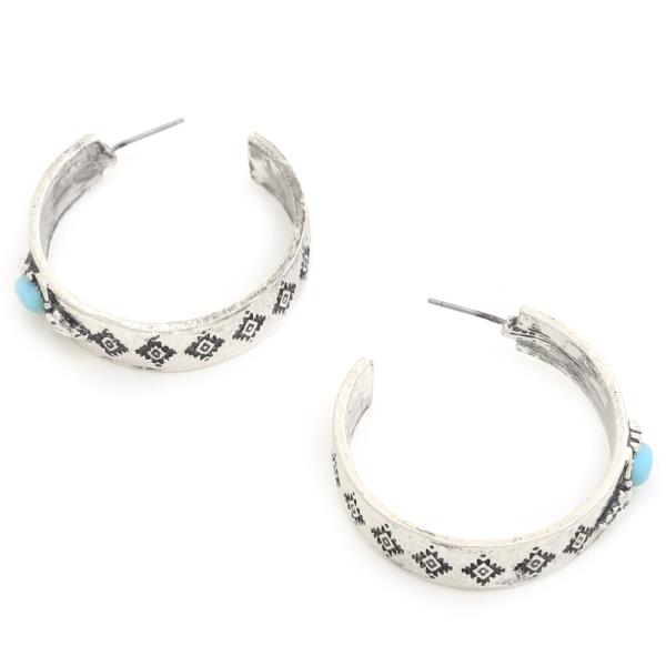 WESTERN PATTERN OPEN HOOP EARRING