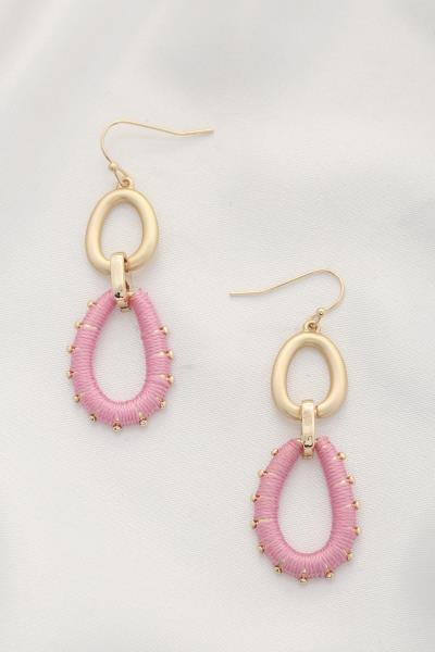 THREAD WRAPPED OVAL DANGLE EARRING