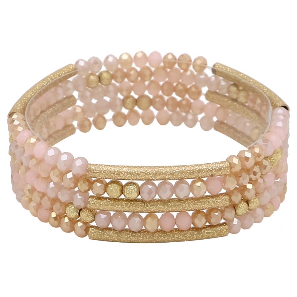 BEADED METAL BAR BRACELET SET