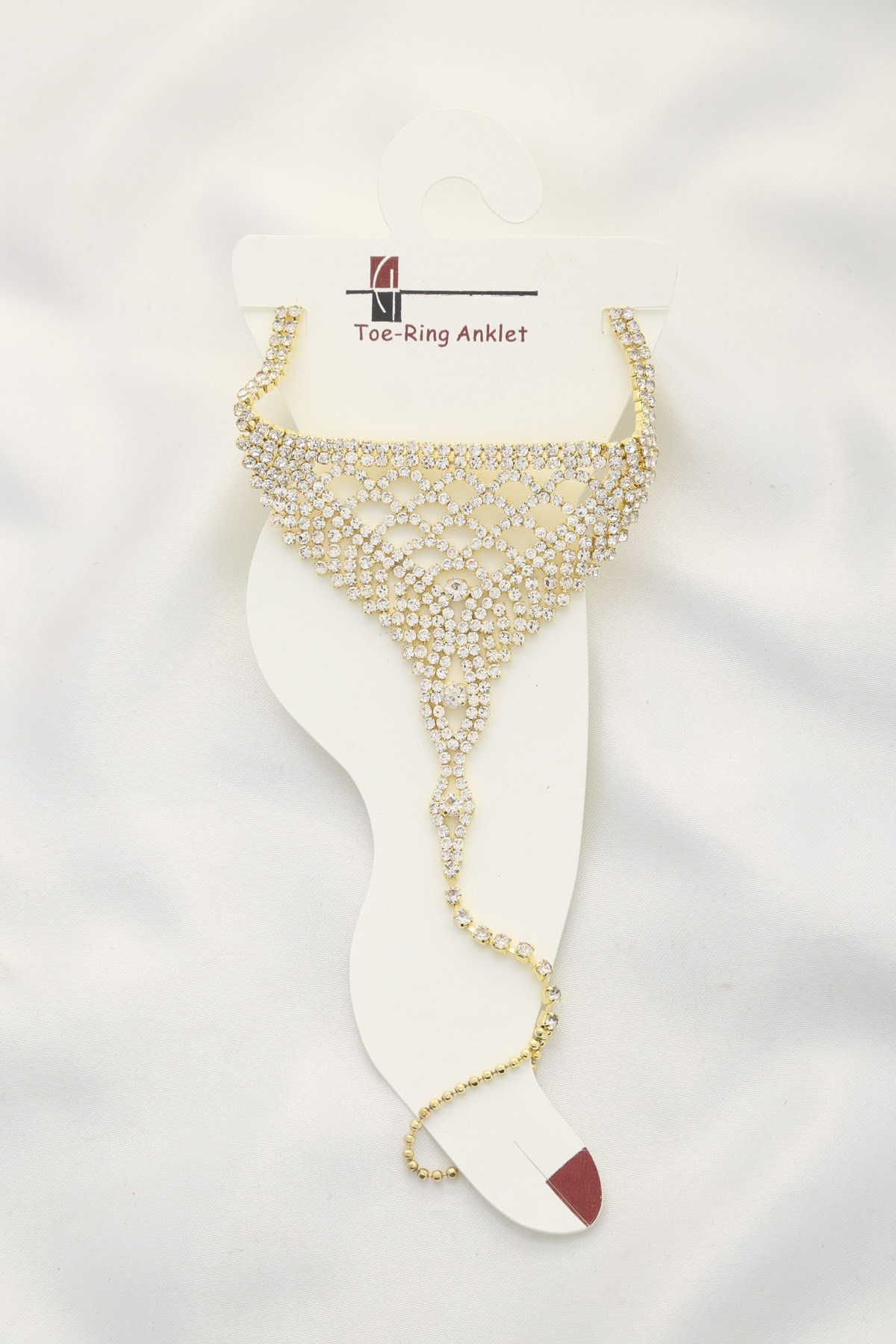 RHINESTONE TOE RING ANKLET