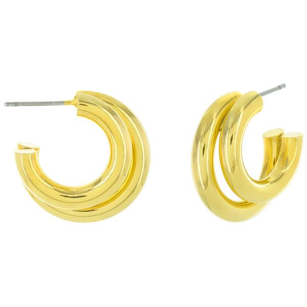 DOUBLE HOOP GOLD PLATED EARRING