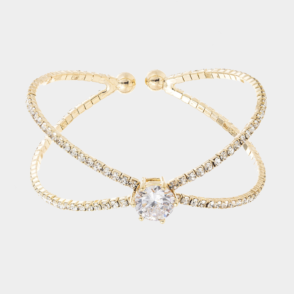 RHINESTONE CUBIC ZIRCONIA X BRACELET
