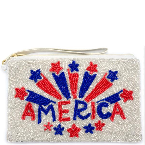 AMERICA SEED BEAD COIN BAG