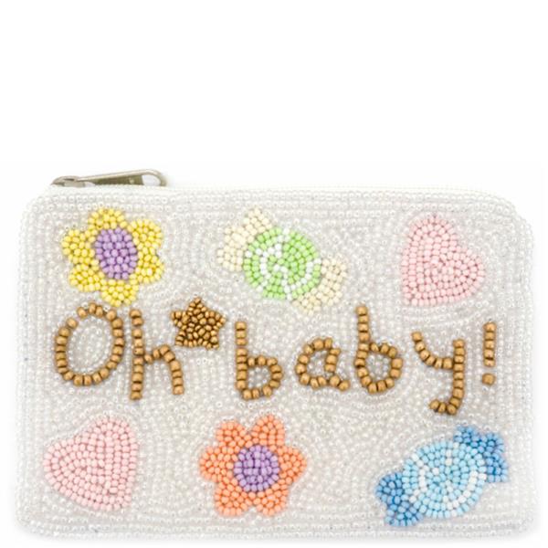 "OH BABY" SEED BEADED COIN PURSE BAG