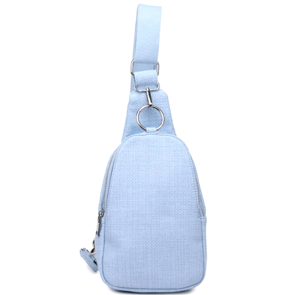 TEXTURE VEGAN LEATHER REGINA COATED CANVAS SLING BACKPACK