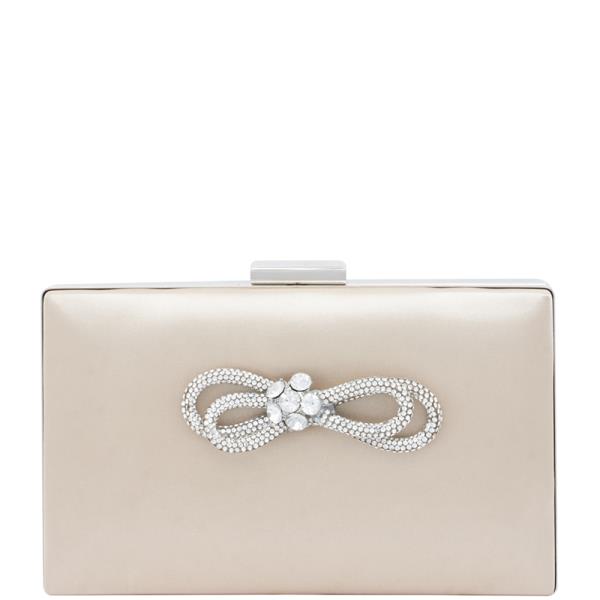 SMOOTH RHINESTONE KNOT BOW CRYSTAL CLUTCH BAG