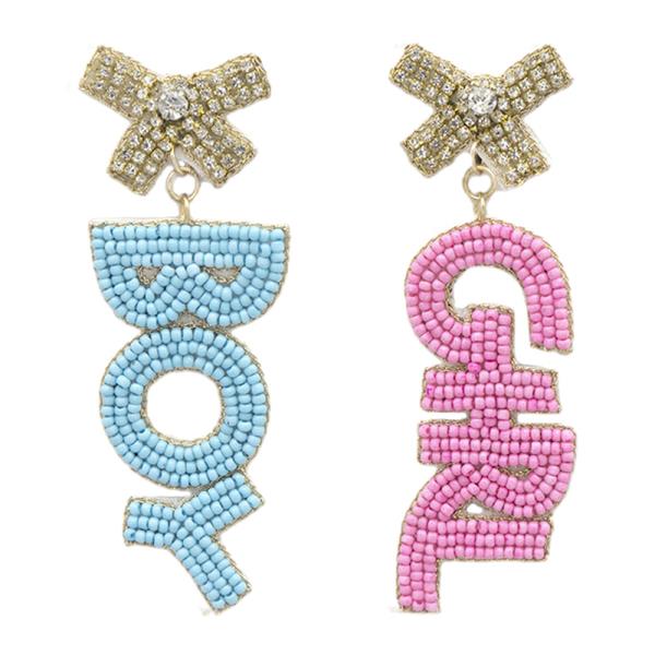 SEED BEAD BOY AND GIRL DANGLE EARRING