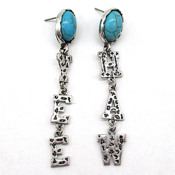 TURQUOISE BEAD YEE HAW DANGLE EARRING