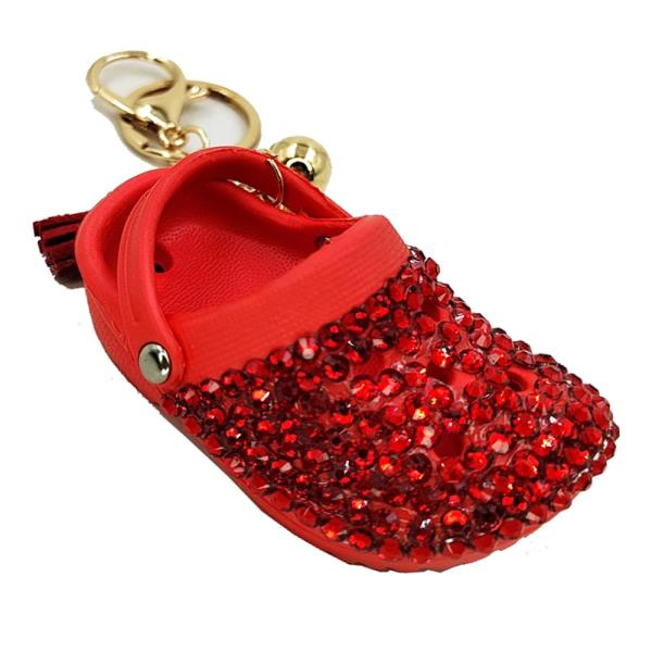 RHINESTONE SLIPPER KEYCHAIN WITH TASSEL