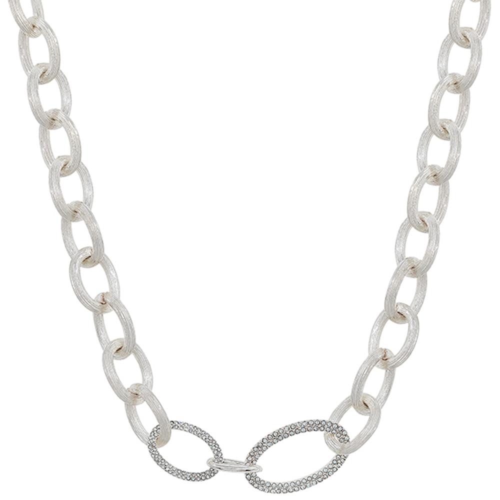 DOUBLE PAVE OVAL LINK NECKLACE
